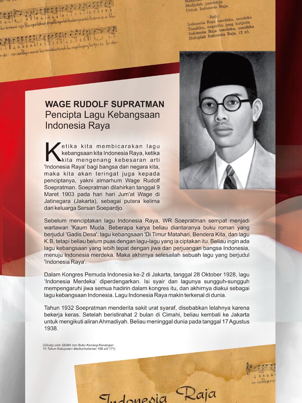 Pahlawan yang lahir di jakarta pada tanggal 19 maret 1903 dan sebagai pencipta lagu indonesia raya a