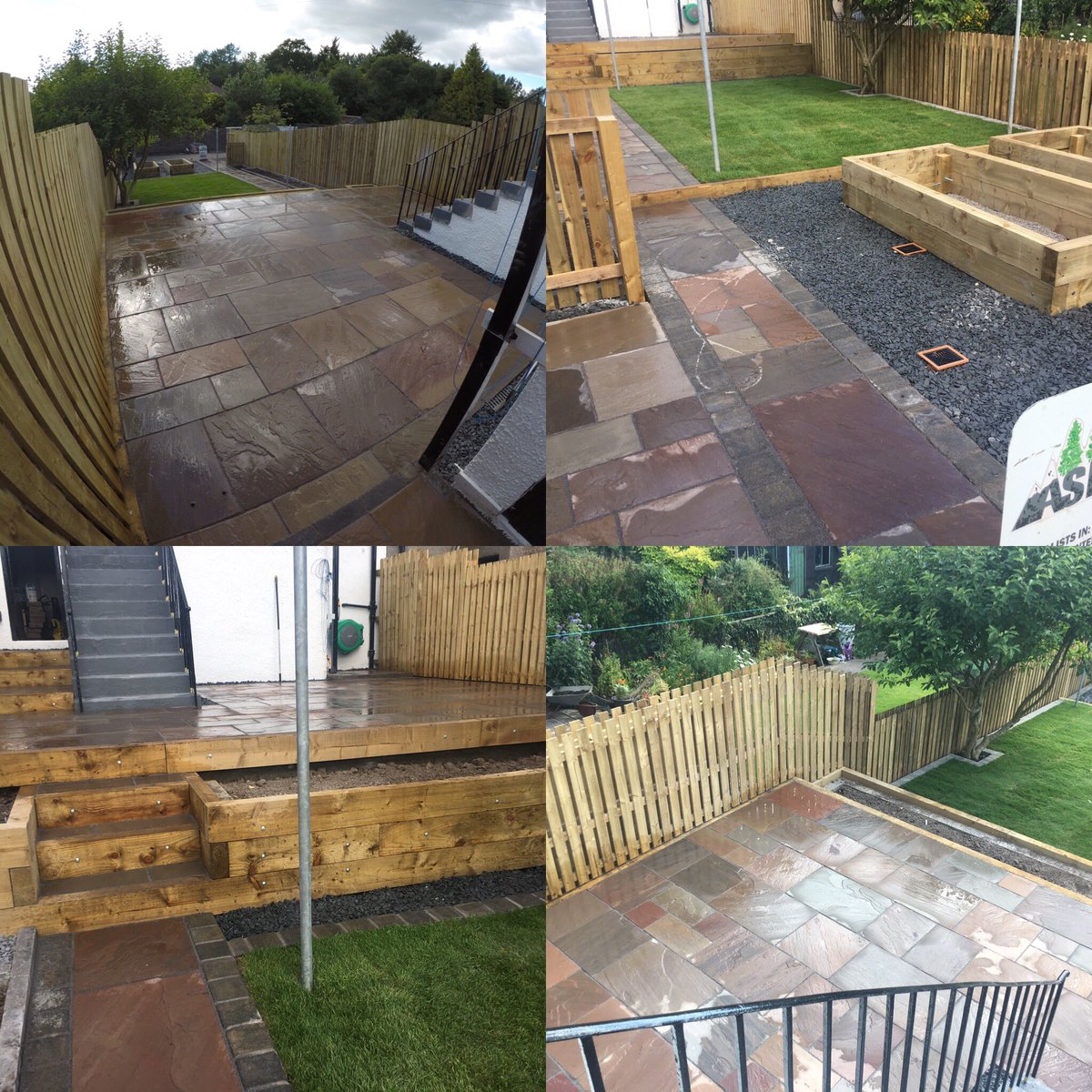 Aspen1703's tweet photo. Completed last week @MarshallsReg #indiansandstone #fencing #sleepers #planters #rowlan #blueslate #aspenlandscapeconstruction https://t.co/yU8CCpQMmr