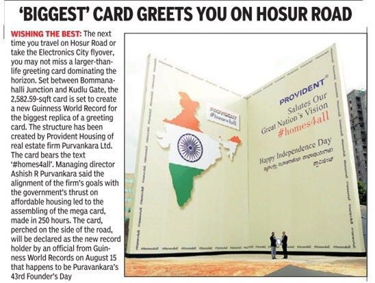 MehekMahtani's tweet image. World's largest greeting card by @ourprovident is such a pretty picture #Homes4All
