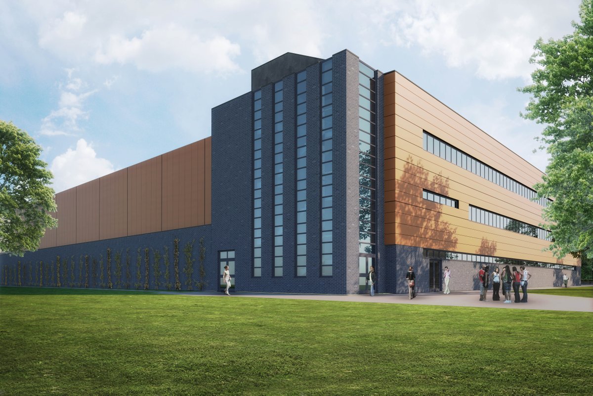 The Sports Centre build is progressing, a very exciting project, housing a 1700 seat arena. The cladding is going up to the South Elevation.