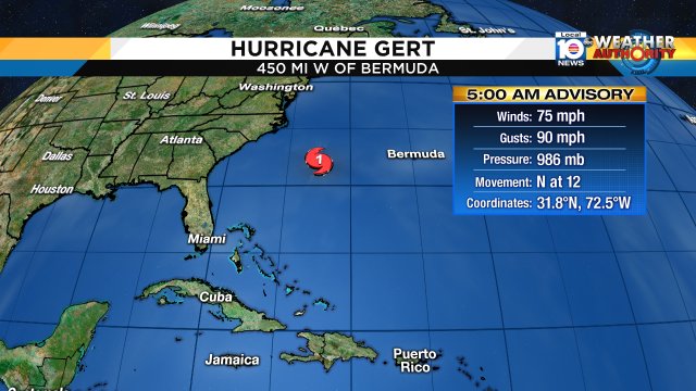 Gert the 2nd Hurricane of the season will stay over the Atlantic, here is the latest advisory https://t.co/QsEDYf73Ja