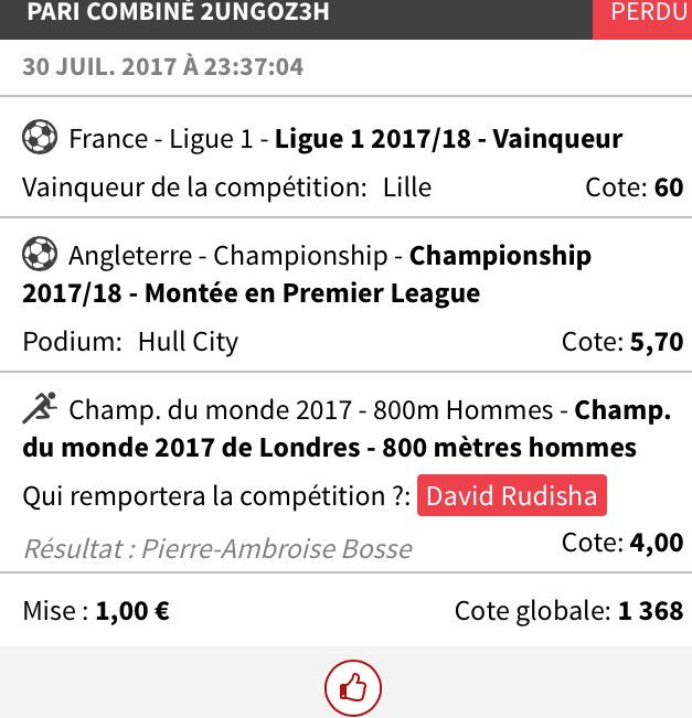 JoRisible's tweet photo. @WinamaxSport bonjour winamax sport! Pourquoi ce pari est compté comme perdu et pas annulé?? Rudisha n'a pas couru du tout!!! https://t.co/0ZfnmMvdPv