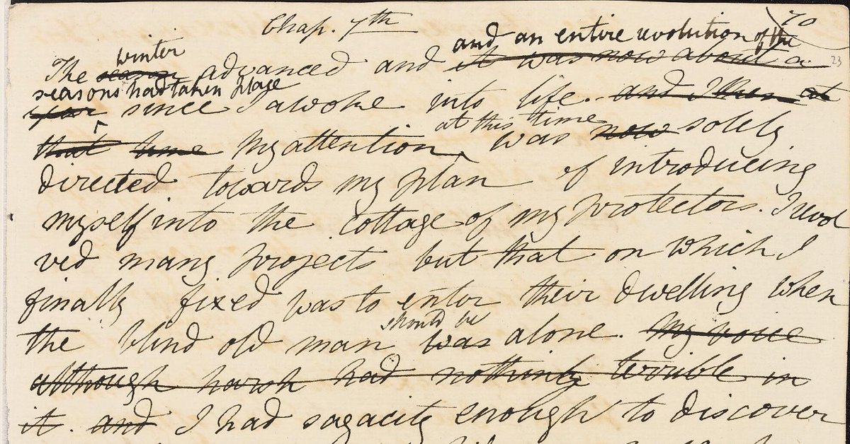 bodleianlibs's tweet photo. Thanks to @BDLSS you can now peruse Mary Shelley's handwritten draft of Frankenstein in our digital archive. https://t.co/y4Hp5BSOx2+ https://t.co/xjPDRSJkdG