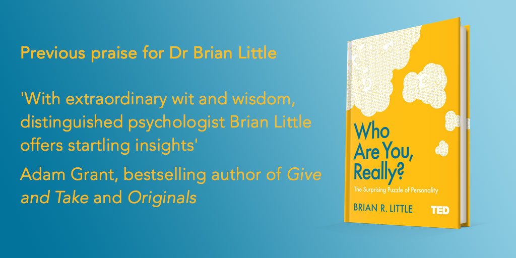 simonschusterUK's tweet photo. .@DrBrianRLittle challenges what we think we know about how our personality works in our latest #TEDBook out now https://t.co/HIK8GFZGej https://t.co/IC8Q5DZYVg