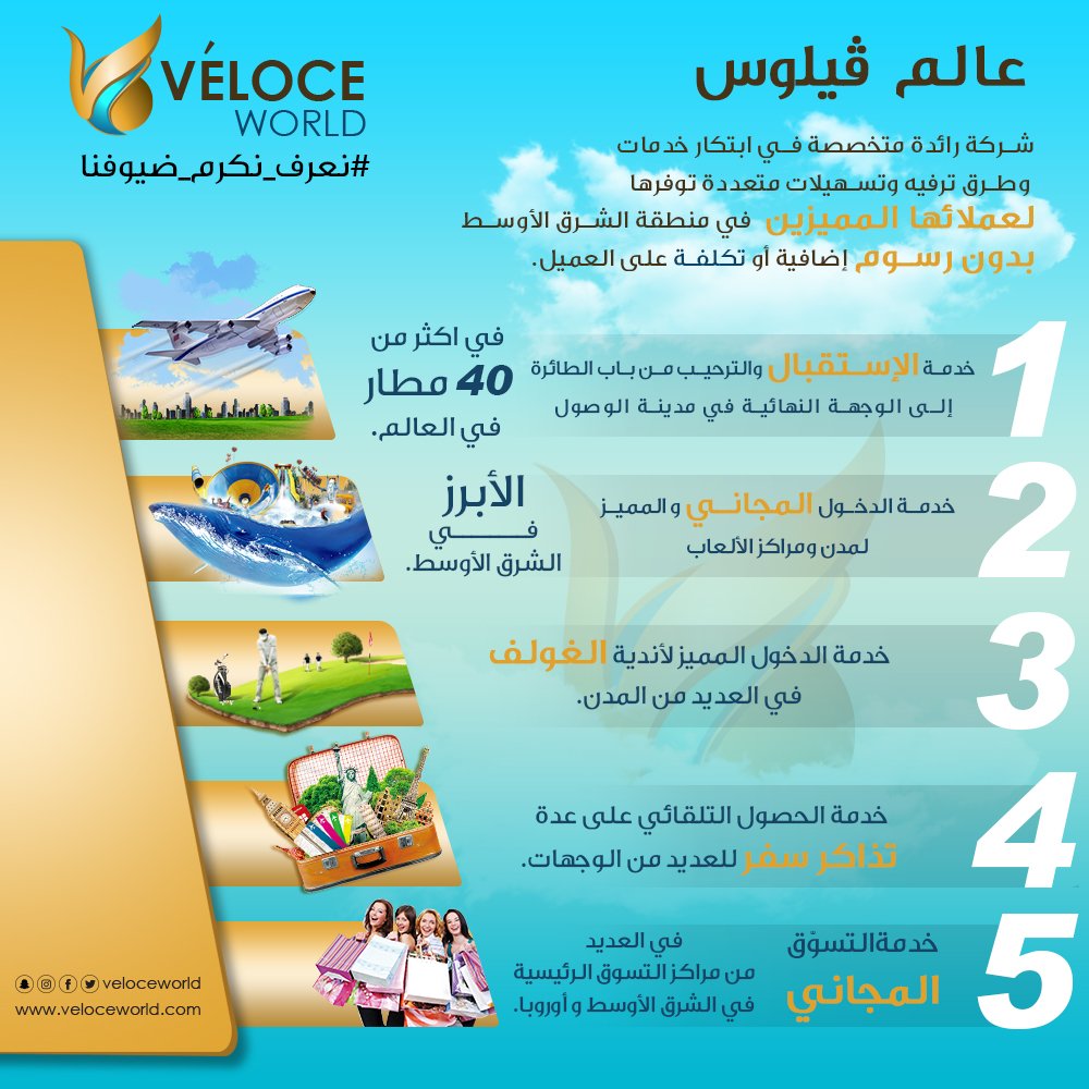 veloceworld's tweet photo. "عالم ڤيلوس"
شركة رائدة متخصصة في ابتكار خدمات وطرق #ترفيه وتسهيلات
 متعددة توفرها لعملائها المميزين  #نعرف_نكرم_ضيوفنا
#عالم_ڤيلوس https://t.co/A1qVTOEfIz