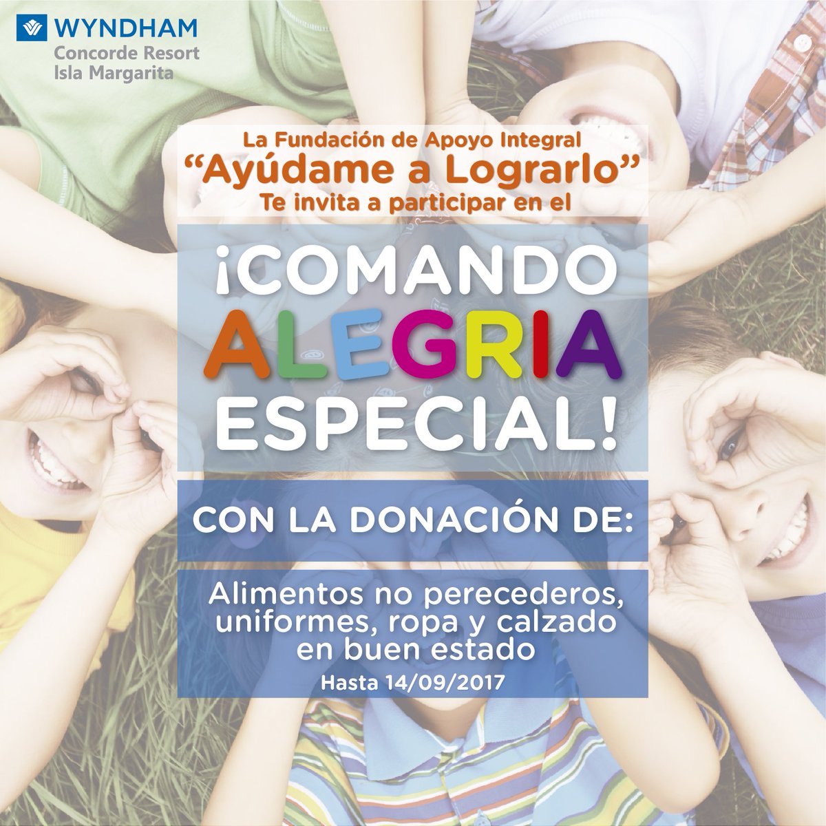 wyndhamconcorde's tweet photo. ¡Llevemos alegría a quienes más lo necesitan! Nos sumamos a tan bonita iniciativa junto a la Fundación de Apoyo Integral “Ayúdame a lógralo” https://t.co/FCEcC66ZA4