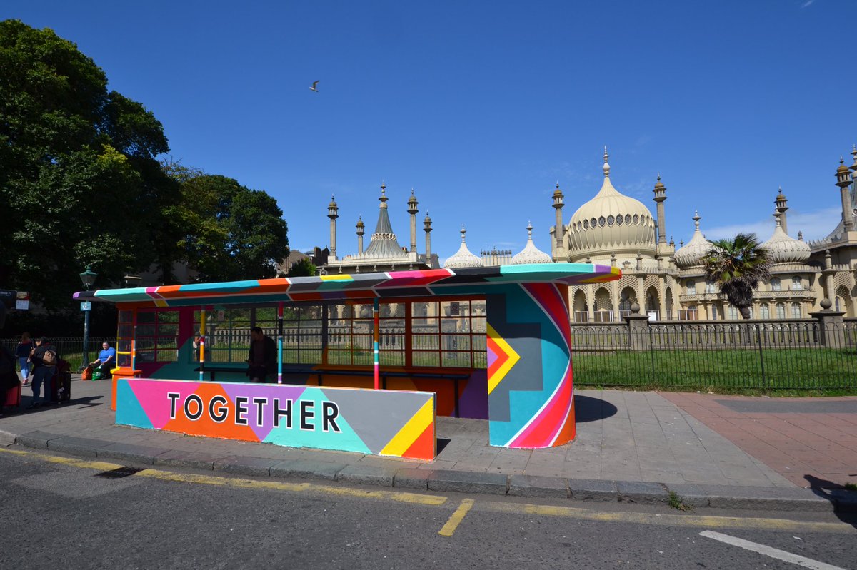 BrightonHoveBus's tweet photo. Snap a selfie with the #PrideBusStop for a chance to win free travel & signed @artbelieve print πT&Cs at https://t.co/fW7wEXRL33 https://t.co/A11C7nSTsO