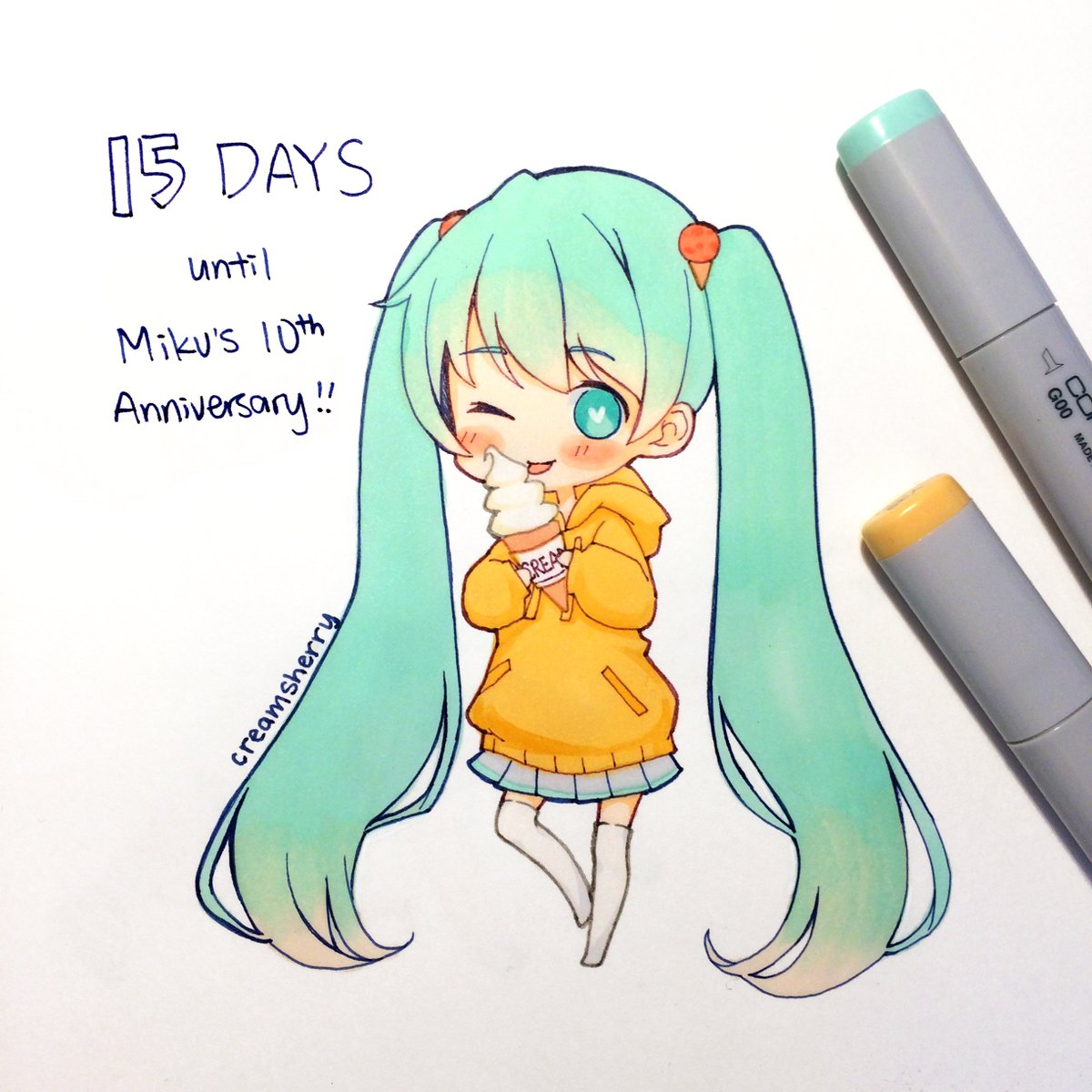 初音ミク「15 days until Miku's 10th anniversary! ?」|sherry🐰のイラスト