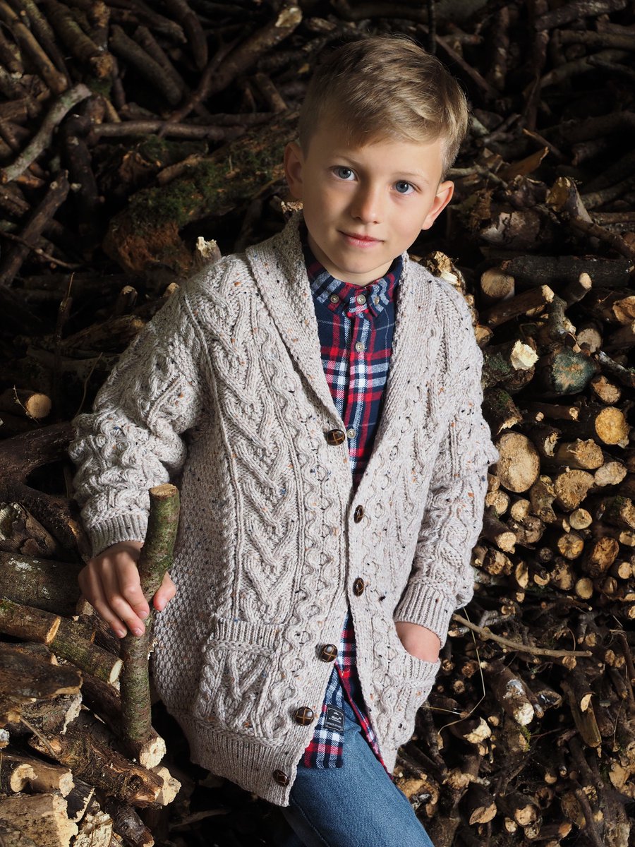Getting ready for school. Beautiful Cardigan for boys on Sale: SH4561 arancrafts.com #knitwear #Sales #bargain #Discounts #cardigan