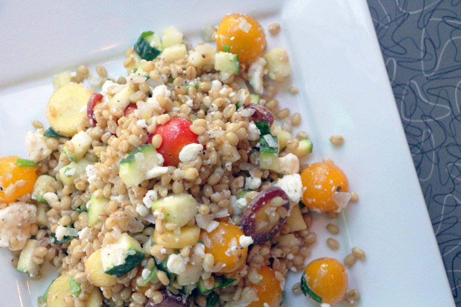 So many zucchini right now? Use one in this Wheat Berry Salad indianapublicmedia.org/eartheats/whea… <a href="/kitchdorr/">FARMbloomington</a>