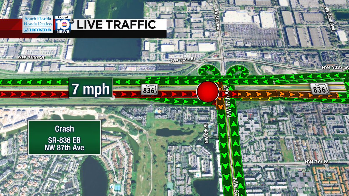 Crash on SR-836 EB at NW 87th Ave #traffic https://t.co/90uFtq6M5y