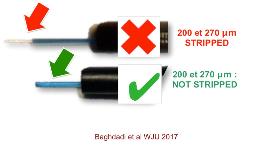 OTRAXER's tweet photo. T&amp;T14:never insert laser fiber in fully deflected URS. But if using <270m &amp; if you cut the transparent tip: its OK https://t.co/1FbZCMYHsT