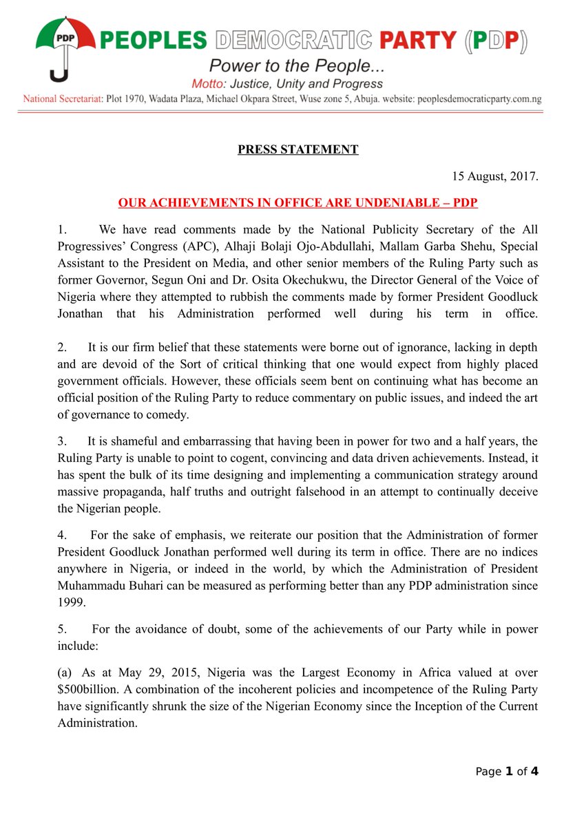 Peoples Democratic Party [PDP] has lambasted the All Progressives Congress [APC] over recent claims that it squandered the economy of the country.
