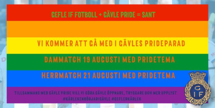GefleIF's tweet image. Gefle IF Fotboll + Gävle Pride = Sant. Läs mer på gefleiffotboll.se/22168-2/