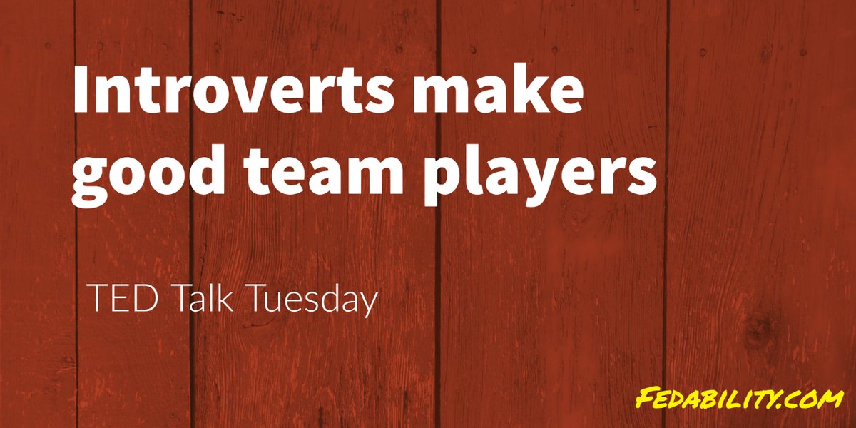 DanaESims_iopsy's tweet photo. Introverts can be excellent #teamplayers - depending on the #team type. Check out TEDTalk Tuesday on #Fedability https://t.co/NYGRRGnBfY https://t.co/I1MQear250
