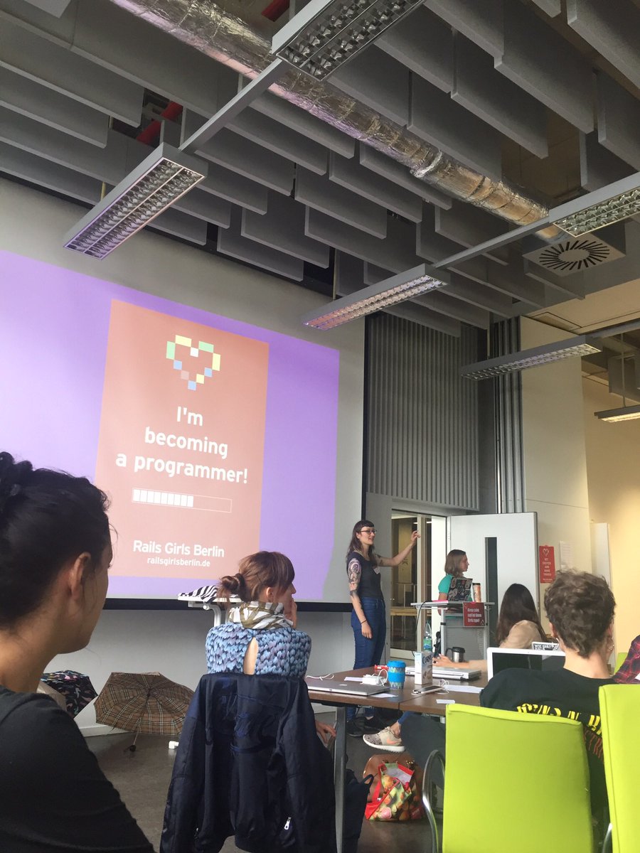 Kme0000's tweet photo. Inspiring day @railsgirls_bln this weekend 🌟the #womenintech crush is real #rubyonrails https://t.co/cuK1kqgN73