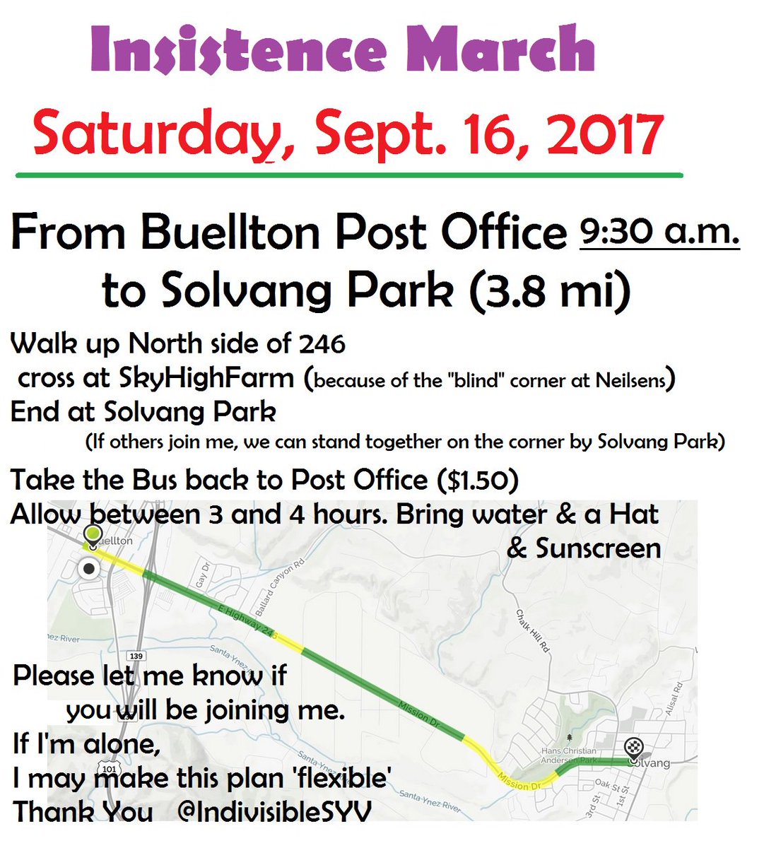 IndivisibleSYV's tweet photo. #ImIn
#InsistenceMarch 09/16/17
@InsistenceMarch
#OneWomanWalking
#OneWomanSpeaking
#OneVoiceMatters
@SYV_News @SYVStar https://t.co/xlpor2CHph