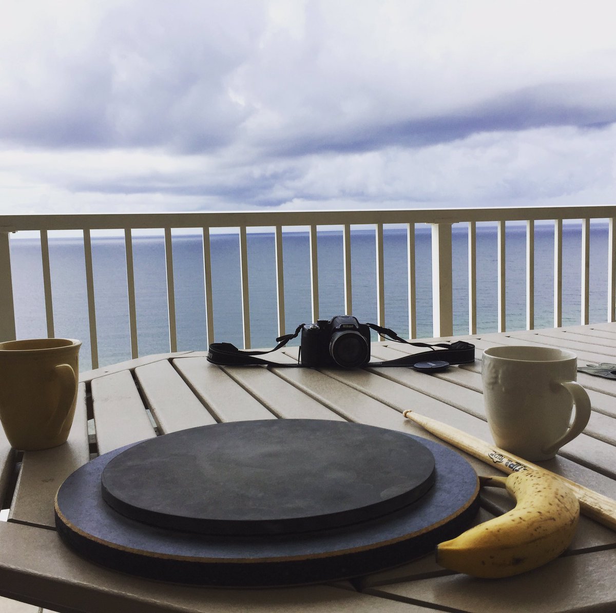 TheDrumReaper's tweet photo. A little breakfast practicing while on vacation. I could get used to this! https://t.co/zYBoAdY8k1