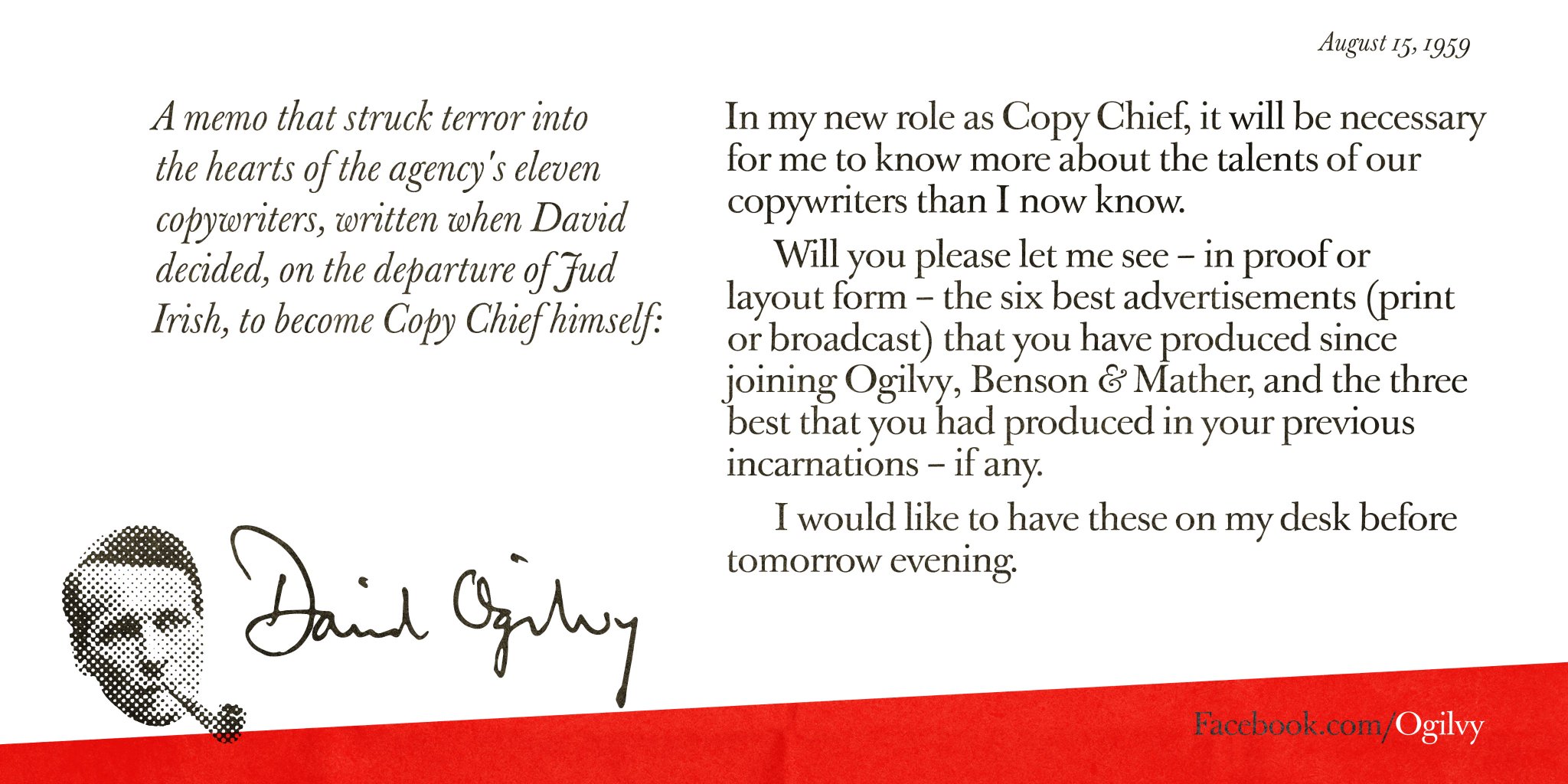 Ogilvy - 58 years ago today, #DavidOgilvy sent this memo