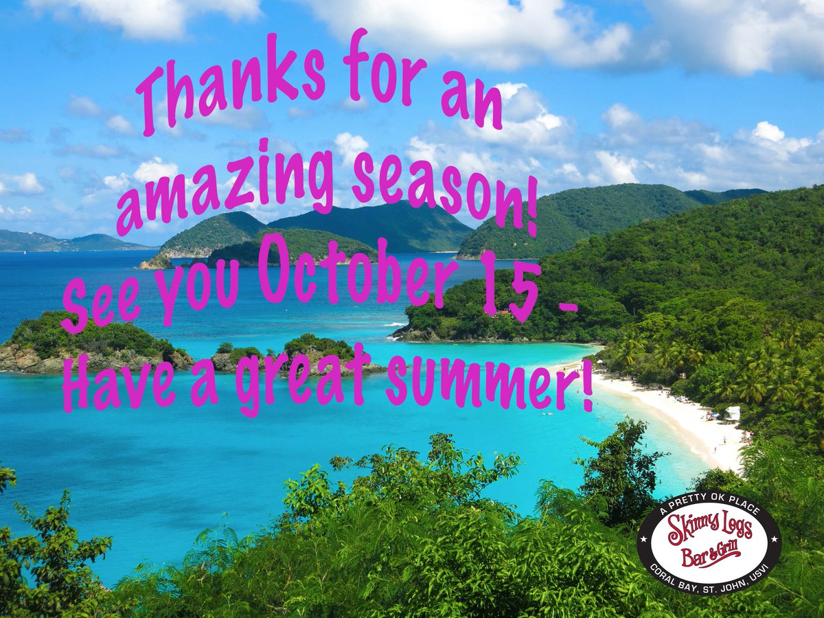 SkinnyLegsVI's tweet photo. that's a wrap on season for us! Thanks to everyone who made it awesome! We'll be back Oct. 15 https://t.co/Hkf3A1bGK4