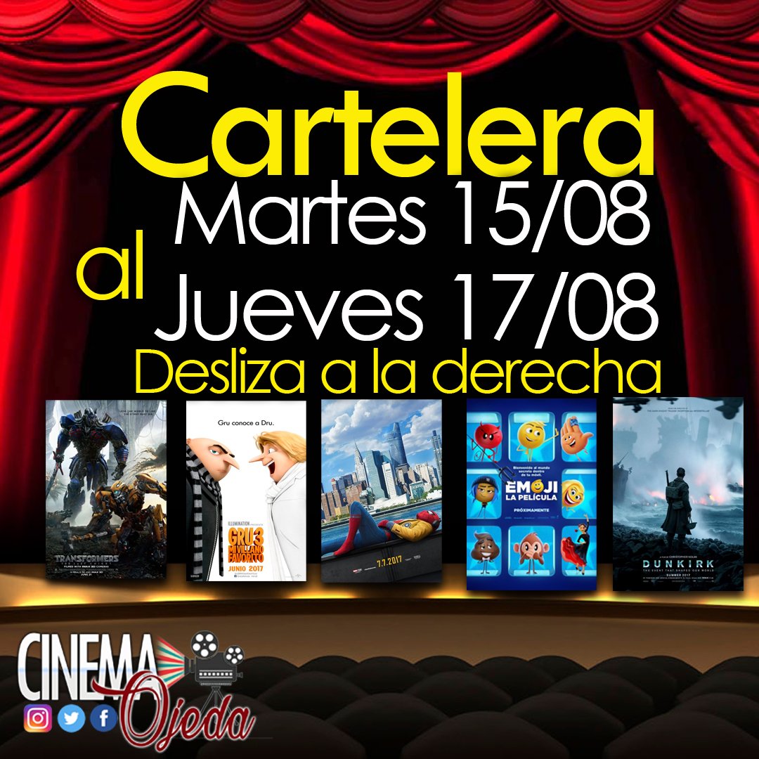 CinemaOjeda's tweet photo. Ya conoces nuestra cartelera para el resto de la semana? Te esperamos a partir de la 1pm en nuestras taquillas! https://t.co/Skd9fXbl7U