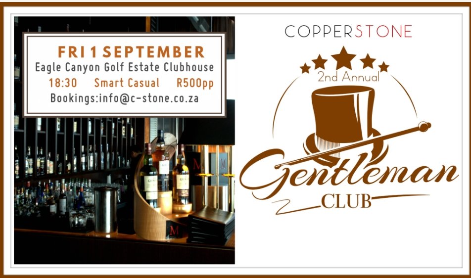Gents, make sure you don't miss our 2nd annual Gentleman Club event on the 1st of September! Book your tickets now