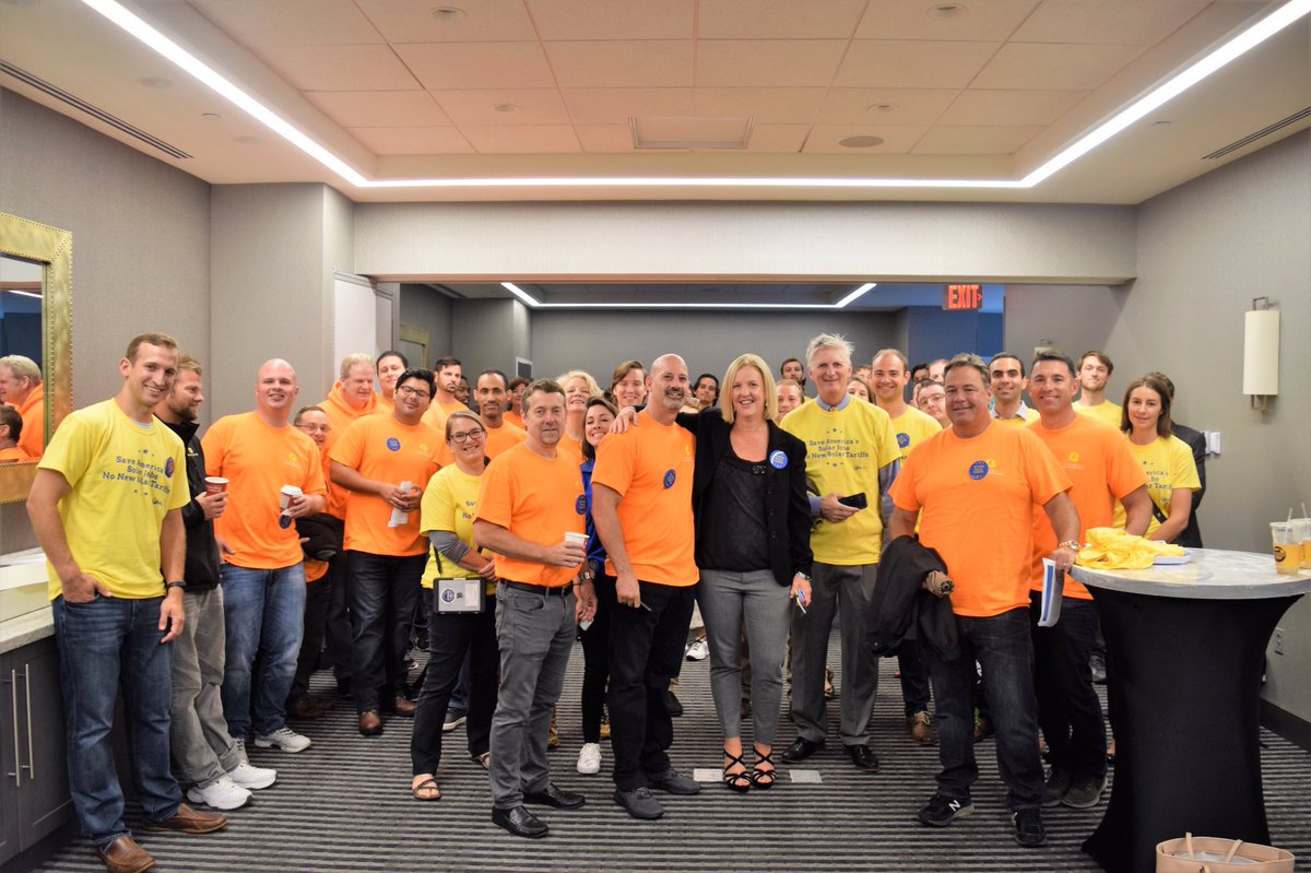 Solar workers from across the country are in DC for today's ITC hearing, fighting to #SaveSolarJobs! #WeAreSolar