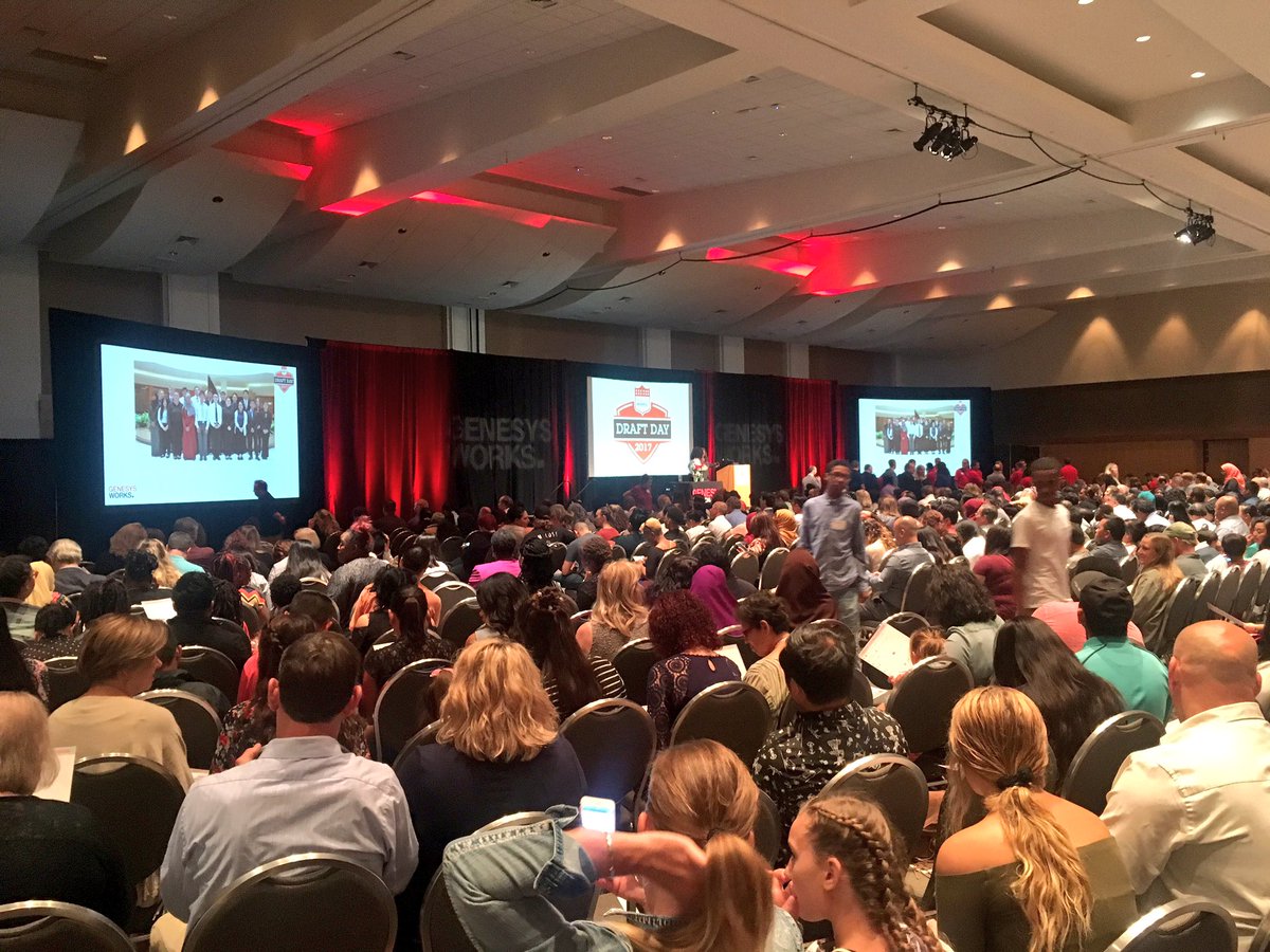 melissacolorado's tweet photo. Room is filling up with excited parents & company executives! @GenesysWorksTC #DraftDay2017 about to begin! https://t.co/EzcLcBpxfH