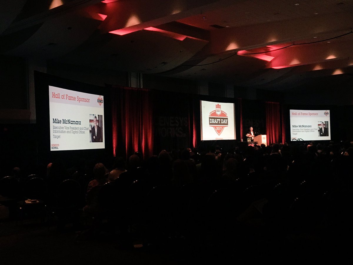 melissacolorado's tweet photo. You saw him live on @kare11 & now @target CIO Mike McNamara is taking the stage at @GenesysWorksTC #DraftDay2017! https://t.co/9vMqGD8s94