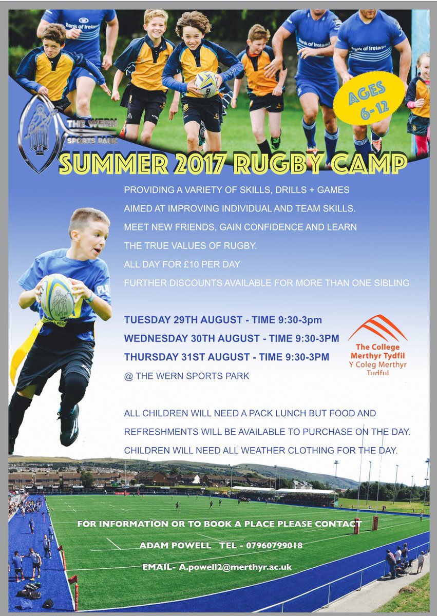 SUMMER RUGBY CAMP 2 🏉 BOOK A PLACE IT'S GETTING BUSY... <a href="/WernSports/">The Wern Sports Park</a> @MTcollegerugby