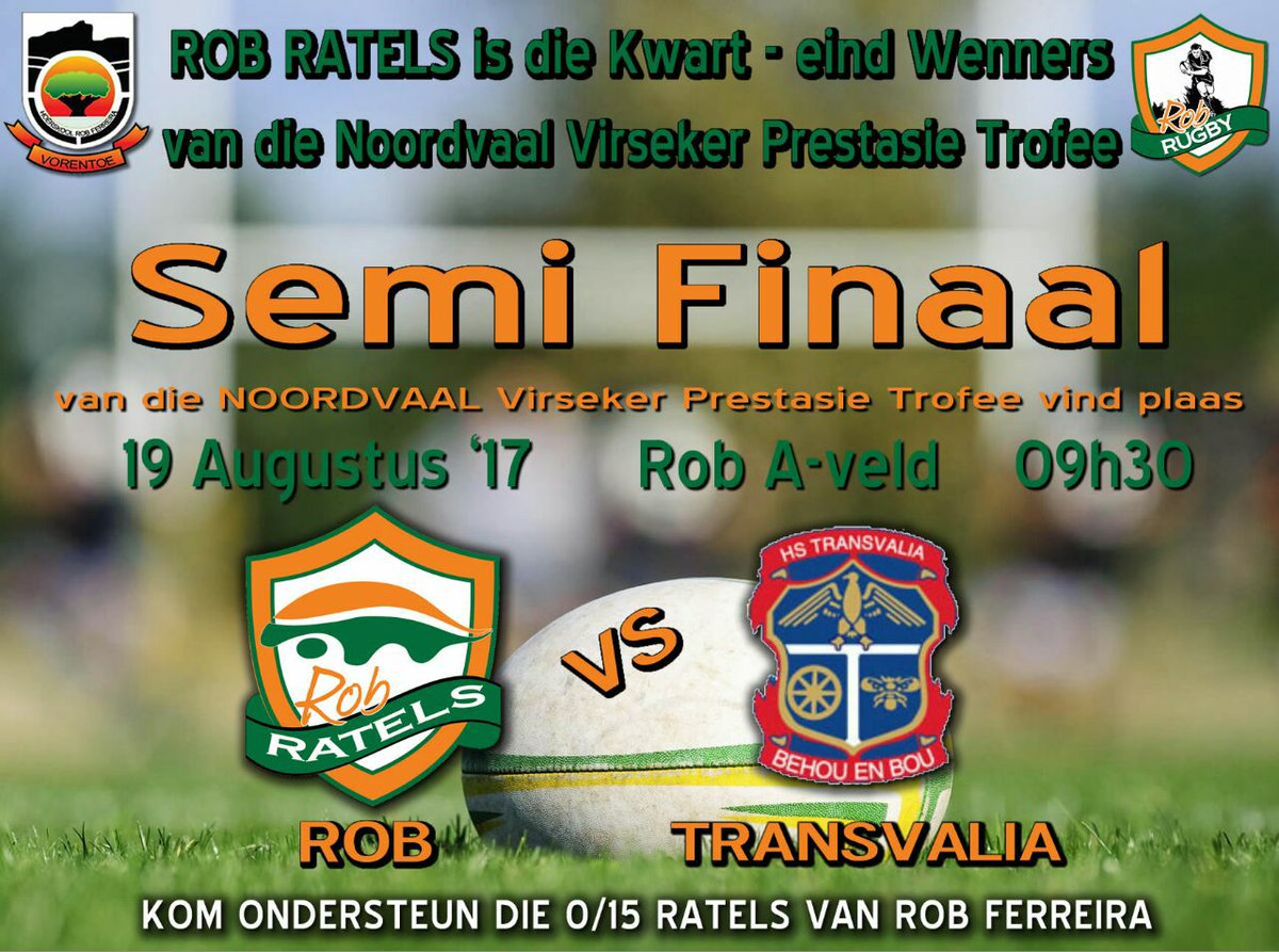 Kom ondersteun ons Mpumalanga Kampioene Saterdag, 19 Augustus as hulle Transvalia aanvat in die Semi-finale van die Noordvaal Virseker beker