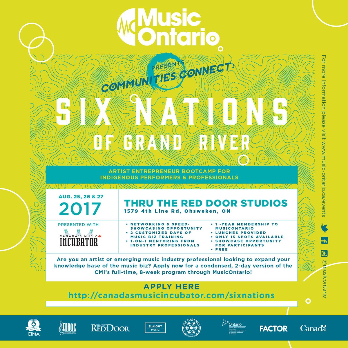 TODAY! Indigenous performers/professionals! Apply for <a href="/MusicOntario/">MusicOntario</a> &amp; <a href="/CMincubator/">CMI</a> Artist Entrepreneur Bootcamp bit.ly/2wMgZeC