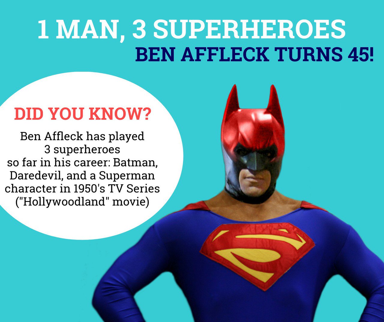 Happy Bday, Ben Affleck! is 45.  Well NOT the actual Batman, just Ben Affleck! 