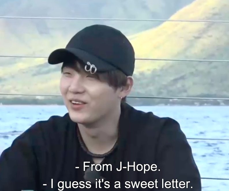 sopeslook's tweet photo. he saw hoseok being shy and he said "i guess it's a sweet letter" they're so cute https://t.co/8Fj7fncz38