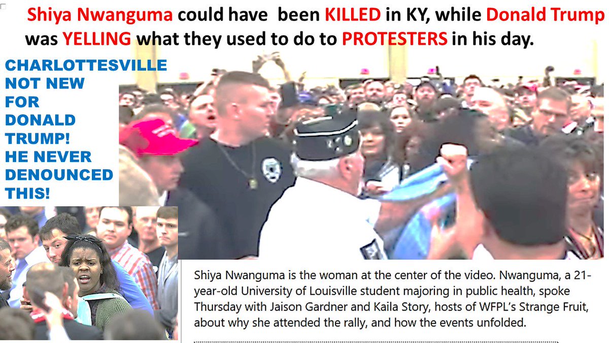 rr7lv's tweet image. @realDonaldTrump #HeatherHeyer What happened to #loveUnity #Charlottesville #KY all your #rallies where you watched #assaults #Nazis