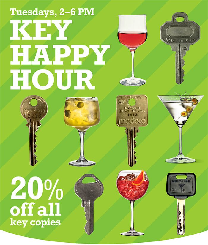 ParagonLocks's tweet photo. Join us TODAY 2-6pm for Key #HappyHour &amp; receive 20% OFF all #key copies 🔑 🔑 https://t.co/qJsR3Ezyxt #NYkeys #carkeys #rekey #NYC #NYCdeal https://t.co/kNUqcVqVLD