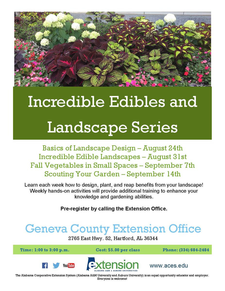 Come join us Thur. Aug. 24 from 1-3 w/<a href="/lucyeedwards/">Lucy</a> <a href="/GenevaCoExt/">Geneva Co. Extension</a> for #landscapedesign workshop - cost $5 Call 334-684-2484