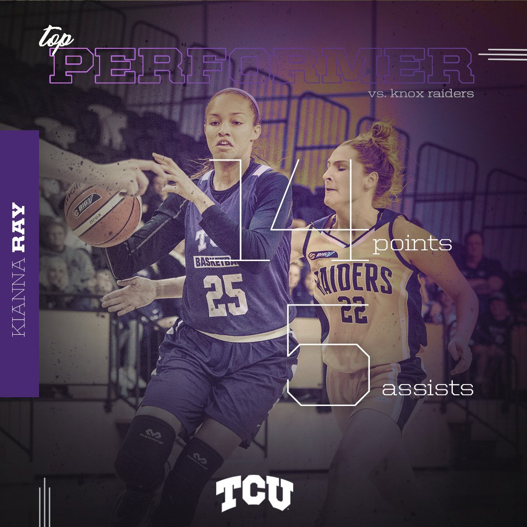 tcuwbb's tweet photo. Three in double-figures tonight. @KJRay45 led everybody with 🖐 dimes. #FrogsDownUnder https://t.co/ExAQPhvXfO