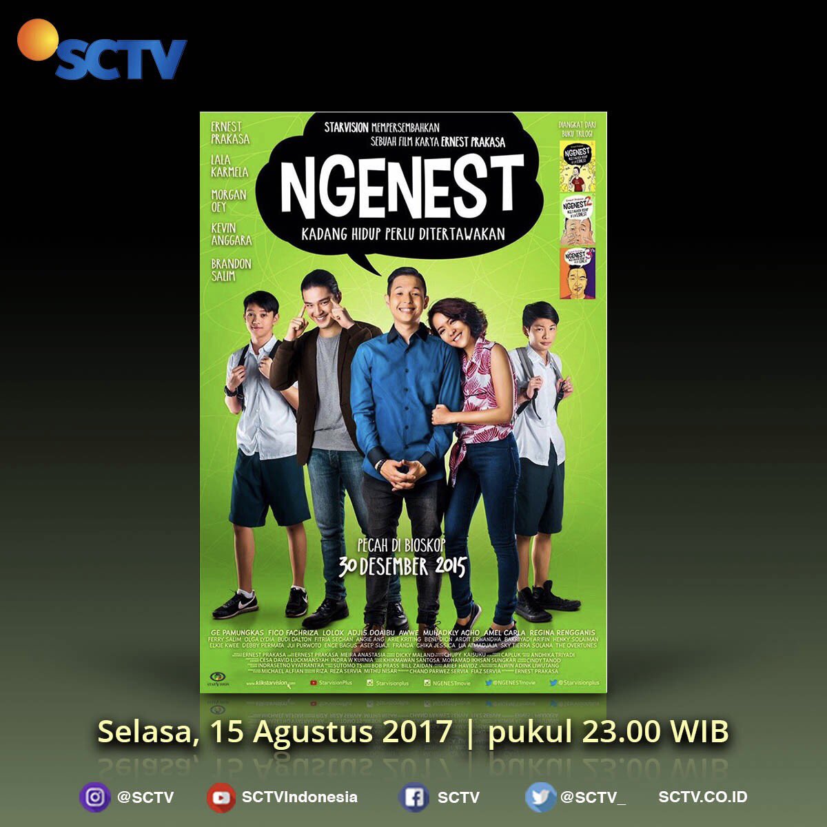 SCTV's tweet photo. Nonton ya film #Ngenest malam ini mulai pkl 23.00 WIB https://t.co/VFd7HWdlSs