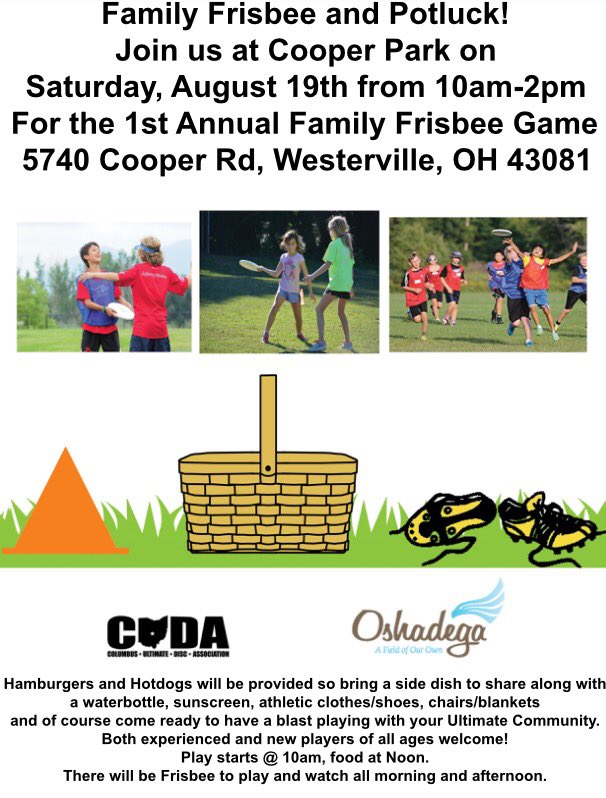 oshadega's tweet photo. Hey @CUDAUltimate and vicinity, come on out this Saturday for our 1st Family Frisbee &amp; Potluck. https://t.co/Ms1SL2VU0w https://t.co/TUhHzvVzVy