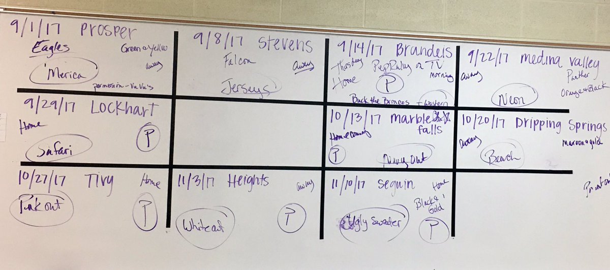 Attn Champion Chargers-the  themes for upcoming Football games. Themes are circled. Make plans now. 🏈🏈🏈