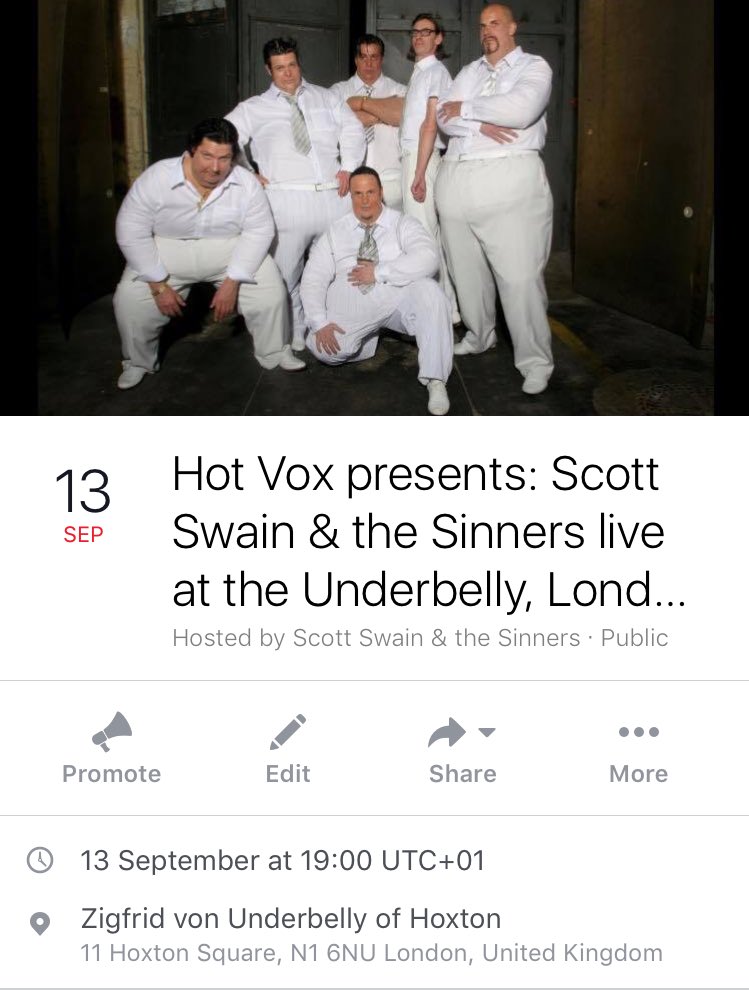 So, got me a live band together and we're gonna be hitting a few London dates. Our first show: 13.09.2017 Underbelly, London.