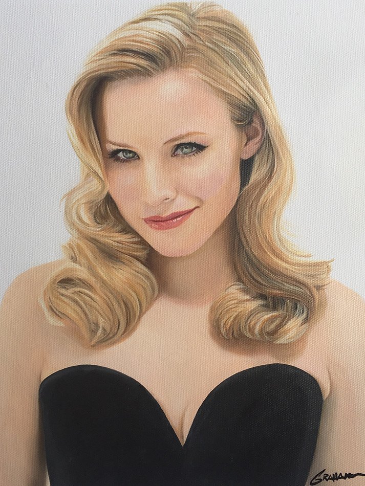 grahamart's tweet photo. @IMKristenBell Sharing this painting i did of @IMKristenBell, Looking to send a copy &amp; get signed if you can get me contact info, thanks. https://t.co/noCfGbMF5f