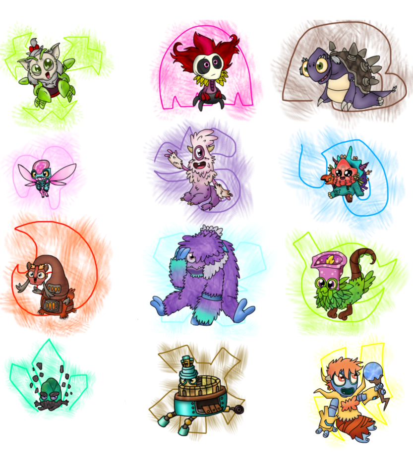 Check out MaskedChromey's adorable Monsterpiece of the Dawn of Fire  Celestials as little Monsters!