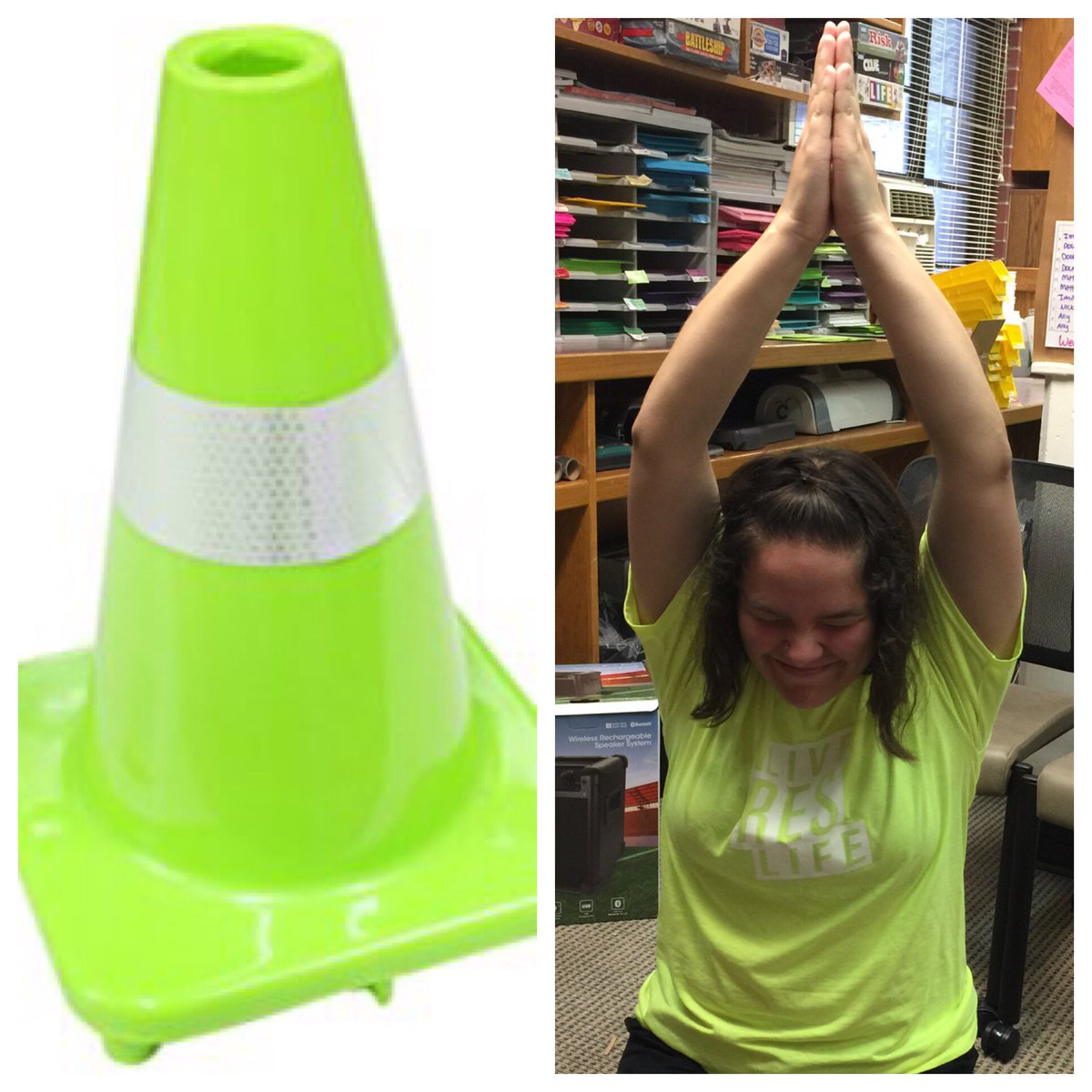 carpdak's tweet photo. Move-In Day 1 Update # 1: Who wore it better? This traffic cone or me?
#ResLife #IowaState #CycloneHome #LiveResLife
❤️💛❤️💛 https://t.co/nfyiyMtwh1