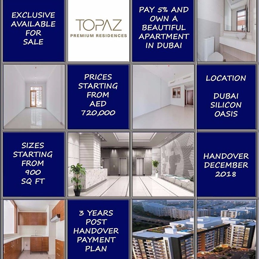 Deal of the day-Topaz Residence - Dubai Silicon Oasis - No Commission | No Premium - Enjoy Post Handover Plan Of 3 Years !!!