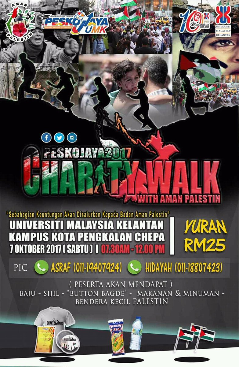 peskoumk9's tweet photo. Save the date on 7/10/2017 untuk Program Aman Palestin. Yuran hanya RM25 dan barangan PERCUMA seperti yang tertera di poster! https://t.co/URTyfd1pKW