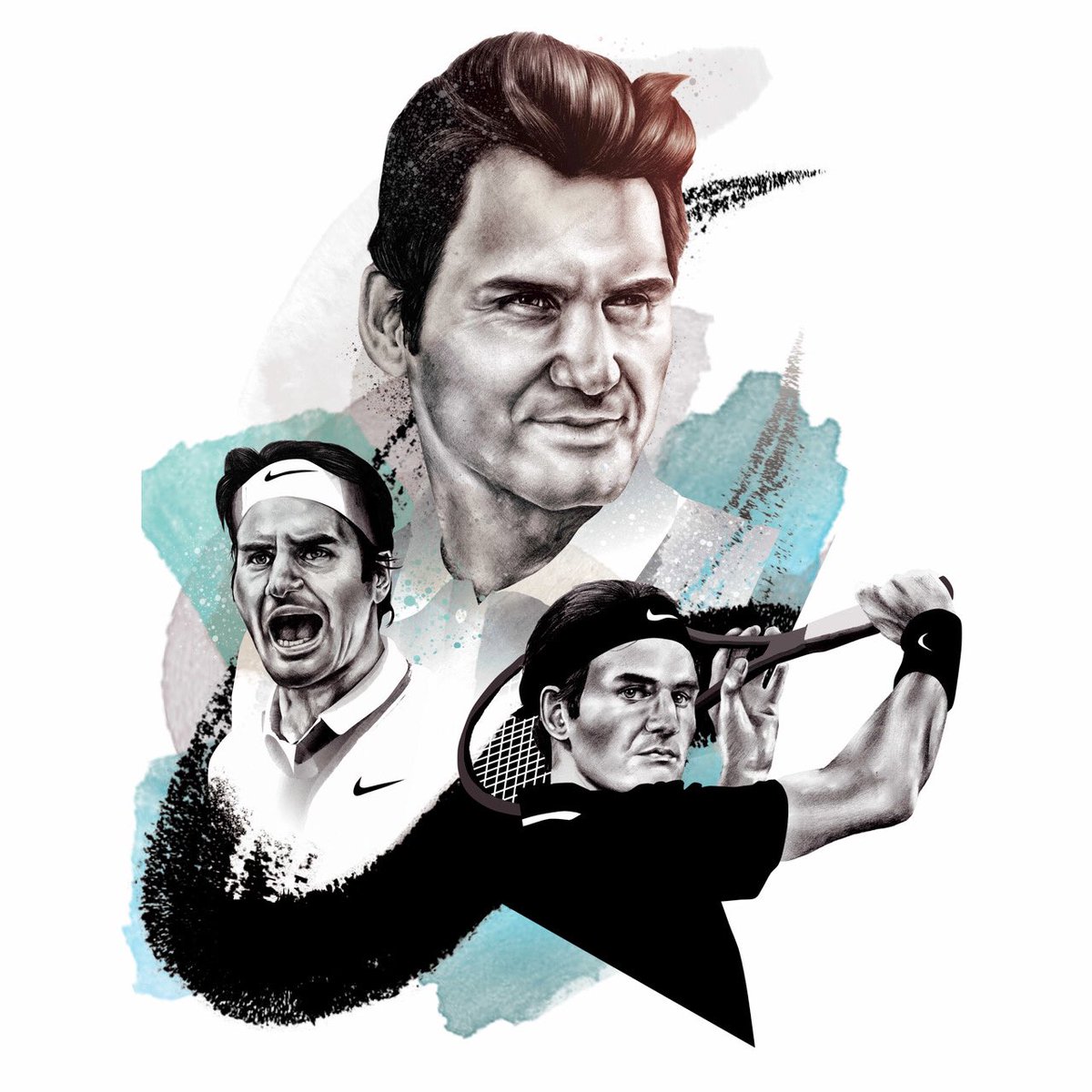 paulryding's tweet photo. Roger Federer #illustration #rogerfederer #tennis #sport #nike #usopen thanks @dailywrongeyes https://t.co/db21yrRsUM