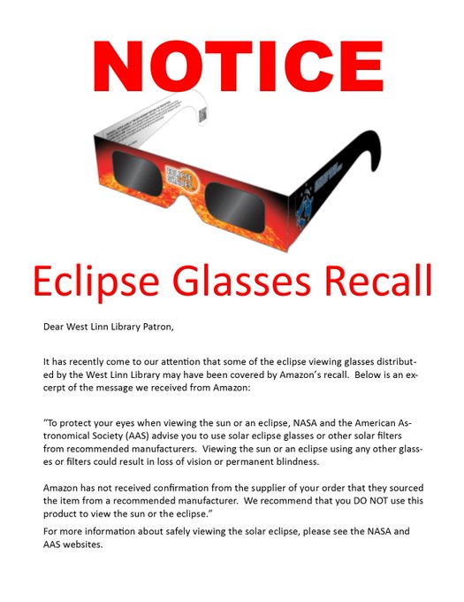 This Solar Eclipse Glasses Recall From Amazon Affects Several Major