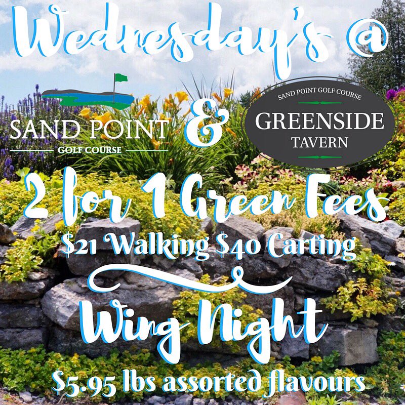 Don't wait for the weekend to have fun! Grab your friends and beat the mid week blues with our 2 for 1 green fees and wings <a href="/GreensideSPGC/">The Greenside Tavern</a>